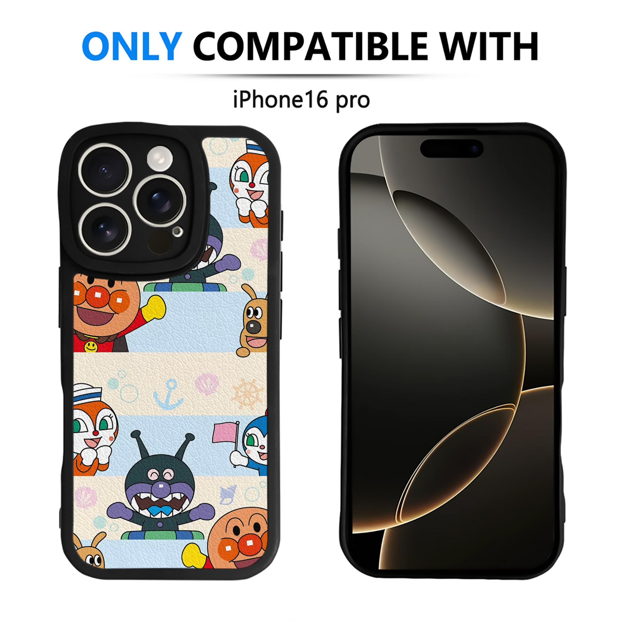 （画像用） アンパンマン Anpanman 【iPhone 16シリーズ対応】シリコンスマホケース（レザー調） 材質：シリコン